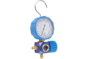 AGATIGE Manómetro De Colector De Aire Acondicionado, 500 Psi 35kgf / Cm² Manómetro De Aire Acondicionado, Cuchillo De Medidor De Colector De Refrigerante Con Espejo Visual Para R12 R502 R22 R410 R134a