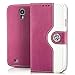 Produktbild Saxonia Flip Case Tasche Samsung Galaxy S4 Hülle Schutzhülle Elegante Handytasche mit Kartenfach Standfunktion Farbe Pink-Weiß