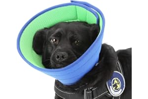 HanryDong Dog Breathable Mesh Recovery Elizabethan Collar, Cat Soft Comfy Adjustable E-Collar, Double Side Blue Green Quicker Healing Pet Cone, Soft Edges,Anti-Bite/Lick for Cat, Dog, Rabbit.
