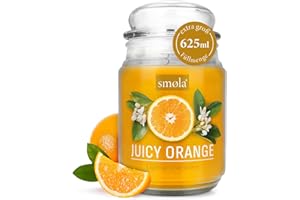 ‎SMØLA smøla Große Duftkerze im Glas I Juicy Orange 625ml - Kerze Orangenduft I bis zu 140 Stunden Brenndauer I vegane Sojawachs-Kerze I perfekte Geschenkidee