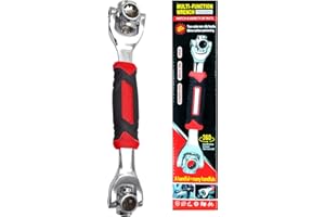Nifogo Tiger Wrench Spanner 48 In 1 Utensili per chiavi chiave a cricchetto Spline Bolts Chiave a Cricchetto Professionale 360 gradi a punti e bussola universale mobili auto riparazione (Rosso)