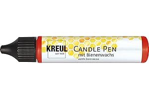 KREUL 49704 - Candle Pen, rouge, 29 ml, Crayon pour bougies avec pointe fine, peinture à la cire d'abeille pour décorer et peindre des bougies