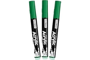 FLYMAX Grün Marker Stifte 2,5mm – Permanent Marker Grün Acrylic Wasserbasis Wasserfest Schnelltrocknend Mittel (3er Pack)