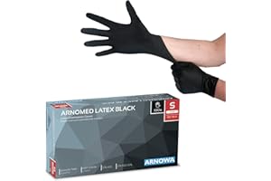 ARNOMED Rękawiczki jednorazowe, 100 sztuk/pudełko, S, lateksowe, czarne, rękawiczki jednorazowe, bez talku, lateksowe, jednorazowe, lateksowe, jednorazowe, rozmiar S, M, L i XL