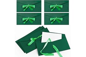 GLADFRESIT Buste in carta kraft con nastri, set di 4, perfette per matrimoni, festival e inviti per feste (verde nerastro)