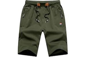 MO GOOD Mens Casual Shorts Workout Running Comfy Shorts Big and Tall Zip Pockets