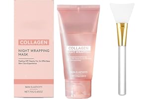 ANTIVP Collagen Night Wrapping Mask, Overnight Face Mask, Peel Off Facial Mask, Korean Skin Care, Boosts Elasticity & Hydration, Reduces Sagging & Dullness For Glowing Skin with Brush 2.65 fl.oz