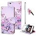Produktbild Edauto Huawei P8 Lite 2017 Hülle Leder Case Handyschale Handycase Tasche Handyhülle Schutzhülle Ledertasche Wallet Bookstyle Ständer Kartenfächer Magnetisch Cover Lila Krokus