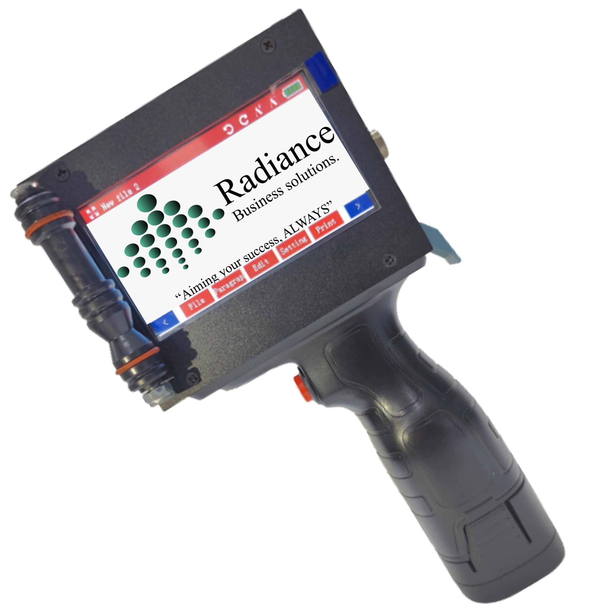 Radiance 12.7mm Handheld Thermal Inkjet Printers with Premium Solvent Ink Cartridge|Print Height of Upto 12.7mm - Black