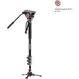 Manfrotto XPRO+ Einbeinstativ (4 Auszüge, Aluminium Video-Einbein, Schnellverschluss, Fluid Videokopf und Basis, für professionelle Videografen und Camcorder bis 5 kg, MVMXPRO500)
