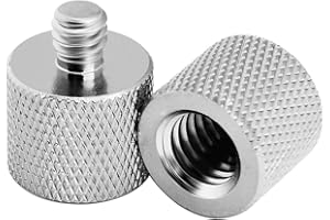 JOMLEY 3/8 to 1/4 adapter, 1/4"-20 Male to 3/8"-16 Female Thread Adapter for Camera Monitor, Mic Stand,Tripod - 2 Pack