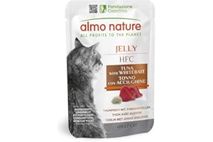 Almo Nature HFC Jelly - Alimento Umido per Gatti Adulti - Tonno con Acciughine - Human-Grade, Gluten-Free - 55g (Confezione da 24)