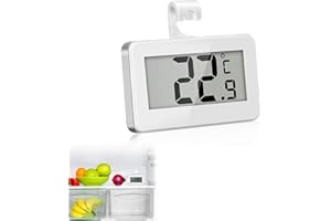 Jinpojun Fridge Thermometer, Digital Refrigerator Thermometer with with Hanging Hook and Retractable Stand, Freezer Thermometer Monitor with LCD Display for Living Room, Kitchen, Bedroom