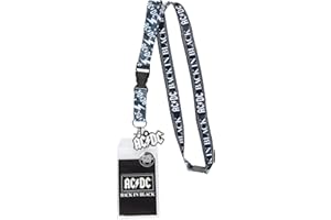 BIOWORLD AC/DC Porte-badge réversible noir avec logo en caoutchouc et autocollant de collection