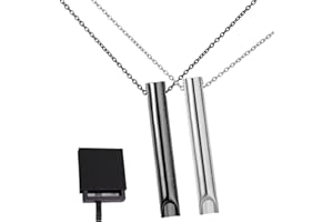 NOVAWELL 2PCS Anxiety Relief Breathing Necklace, Breathlace Breathing Necklace Stop Smoking Necklace, Calms for Anxiety, Rescue Remedy for Anxiety, Gift Boxed for Adults Women Men Meditation (Black&Silver)
