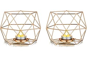 NUPTIO Portacandele A Lume di Candela Portacandele Oro, Portacandele Geometrici Tavolo Pranzo Candele Centrotavola Decorazioni per Soggiorno Camera da Letto, Regali di Compleanno per Inaugurazione, 2 Pezzi