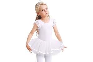 AISEYI Robe de ballet pour fille - En coton - Tutu - Tutu - Justaucorps de ballet avec jupe - Robe de ballet