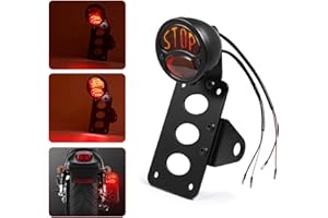 Amazicha Motorcycle Side Mount License Plate Bracket LED Brake Tail Light Compatible for Harley Davidson Sporster Bobber Chopper cafe