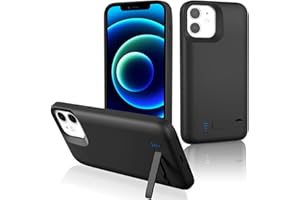 Gladgogo Battery Case for iPhone 12/12 Pro, [6000 mAh] Additional Battery Charging Case Mobile Phone Case Portable Power Bank Battery, Battery Case Battery Case with Folding Stand for Apple iPhone 12