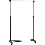 Amazon Basics - Appendiabiti con ruote, colore cromo, 43,1 x 87,8 x 106,6-170,1 cm