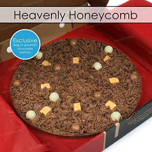 7 Inch Heavenly Honeycomb Chocolate Pizza and Exclusive Bag of Gourmet Belgian Milk Chocolate Buttons - Gourmet Chocolate Pizza Company