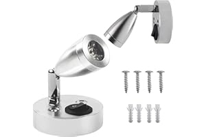 ICOUVA 12V LED Spot Reading Light,Warm Light with Adjustable Switch Warm Light for Camper Van Caravan Boat Interior Led Light,360°Rotate Car Interior Light-Silver 2Pcs