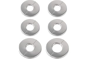 Hwtcjx 6 Stück Rosetten Abdeckung, Abdeckrosetten Edelstahl in 4 Größe, 71mm(1)/ 51mm(1)/ 34mm(2)/ 23mm(2) Selbstklebende Ventilloch Abdeckung Geteilte Rohrabdeckungen für Wasserhähne, Rohre (Silber)