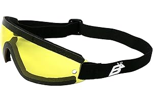 Birdz Eyewear Wing Sky Dive Skydiving Goggles with Padding Black Frame with Yellow Lens