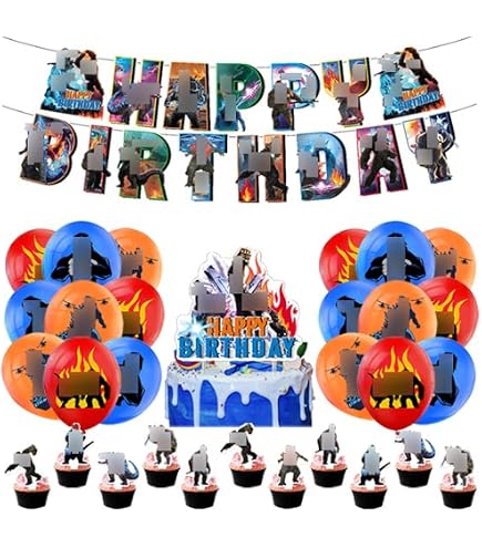 Set Decorazioni Compleanno Palloncini E Striscione – 18 Palloncini, 13 Cake Topper, Festone Happy Birthday