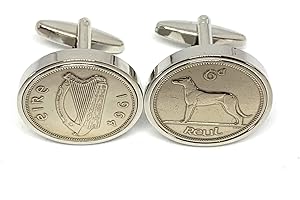 OCC OLD COIN CUFFLINKS 1964 Original Irish 6d Sixpence birthday/Anniversary Cufflinks ideal for a 60th birthday gifts for men