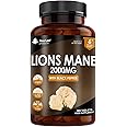Lions Mane Mushroom 2000mg - 365 High Strength Vegan Tablets - Lion's Mane Supplement with Black Pepper - Lion's Mane Mushrooms Extract (Not Powder or Capsules) Made in The UK by New Leaf Products