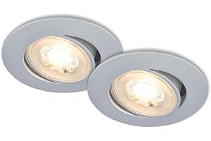 BRILONER - Set di 2 faretti LED da incasso 230V piatti, orientabili, luce bianca calda, faretto led, dimensione foro 68mm, 8x3,2 cm, cromo opaco