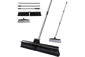 Midyb Miotła uliczna 63 cm, miotła ogrodowa z 2 wymiennymi głowicami, stabilna miotła do użytku na zewnątrz z wysuwanym trzonkiem 140 cm, miotła do podwórza, na taras, garaż, do ogrodu, na balkon