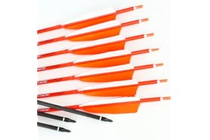 ACCMOS Spine 300 340 400 500 600 700 800 Flechas de Carbono 31" con 4" Pluma Natural, para Arco Largo Arco Recurvo Arco Compuesto Tiro al Arco Caza 6/12pz