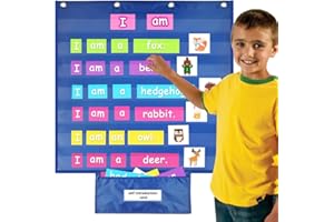 FANGZIN MSLing Diagrama de bolsillo de calendario de 2 unidades, 7+1 de bolsillo, tabla de bolsillo colgante azul para el aula, suministros de enseñanza en casa, calendario de bolsillo para el aula