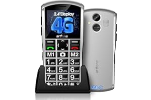 artfone A400 Pro 4G Seniorenhandy Ohne Vertrag丨Rentner Handy große Tasten丨1800mAh Akku Handy für Senioren Dual SIM丨SOS-Taste丨Ladestation丨2.4 Zoll丨Sprachansage丨Kurzwahl丨Bluetooth丨2MP-Kamera - Silbrig