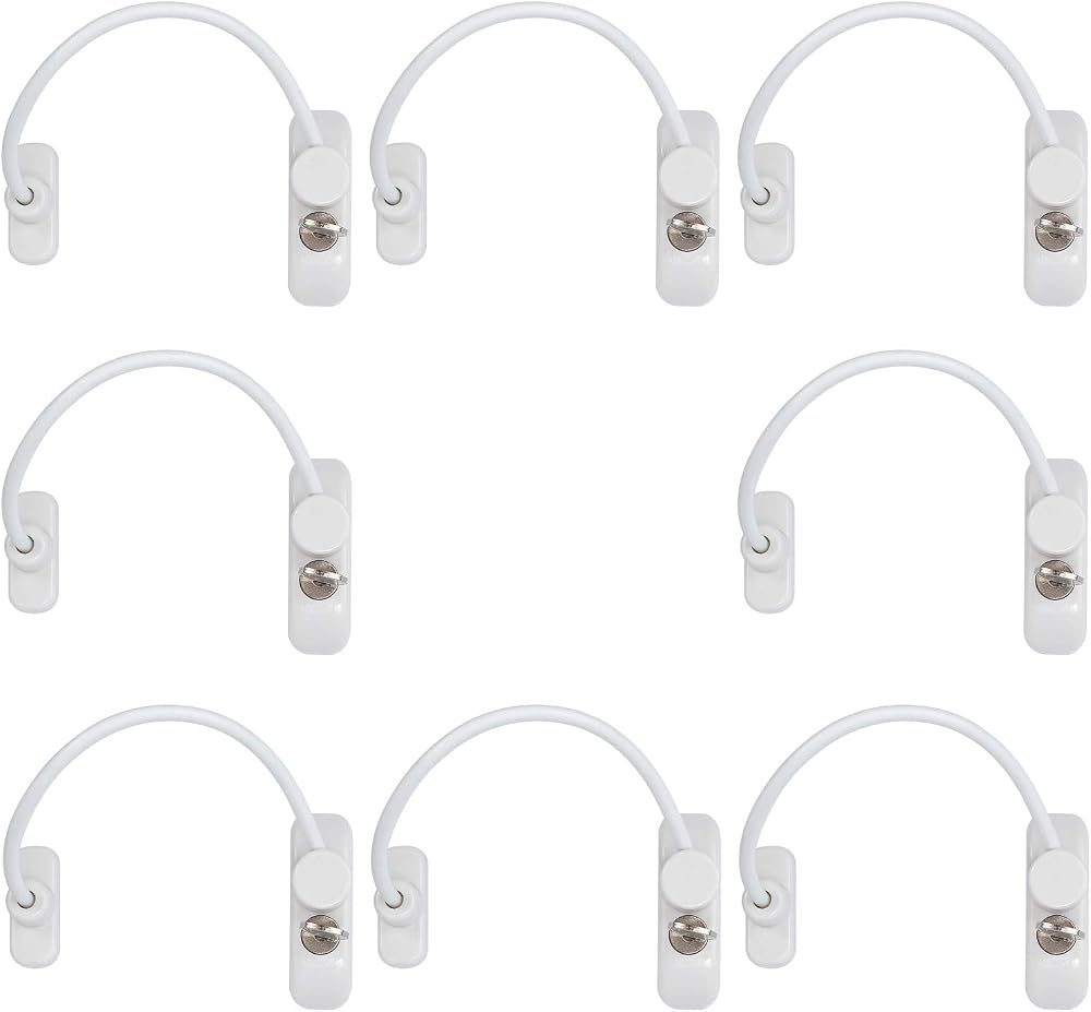 Kidmix 5 Adet X 2 PAKET Halatlı Pvc Kapı Pencere Emniyet Kilidi - Beyaz Kablolu Pimapen Emniyet Mandalıı