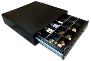 POSSAFE Cash Drawer with 5 Bills & 8 Removable Coins Tray | Auto-Open Cash Box with Key | Electronic Cash Register Secure Locking Mechanism for Retail, Restaurants & POS Environments | 41.5x41x10cm