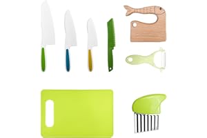 Lectorias Juego de cuchillos para niños, 8 piezas, cuchillo Montessori a partir de 2 años, juego de cocina para frutas y verduras