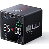 Ticktime Pomodoro Timer Cube, Flip Countdown Timer 1/3/5/10/15/25/45/60 Min with Stopwatch, Touch Control, Silent/Vibration/S