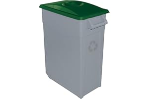 Contenedor de Residuos Zeus 65L Verde con Tapa Cerrada y Ruedas – Plástico Resistente, Encajable, Asa Ergonómica, Ideal para Residuos Orgánicos y Colectividades | Denox