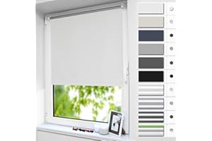 smartdemo Store Occultant sans Perçage, Store Enrouleur Opaque Thermique Isolant, Protection de Vie Privée & Protection Soleil, pour Fenêtre ou Porte, Chambre, 120 x 50 cm (H x L), Blanc