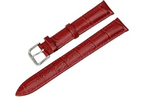 RECHERE Alligator Crocodile Grain Leather Watch Band Strap Pin Buckle Color White
