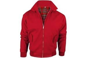 ZEE FASHION Harrington-Jacke mit kariertem Futter, gefertigt in Großbritannien, Herren, mit Reißverschluss, klassische Bomberjacke