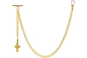 ZTA Herren Albert Kette Taschenuhr Kette Weste Kette für Männer FOB T BAR mit Schwenkverschluss mit Kreuz Design Anhänger FOB Charme