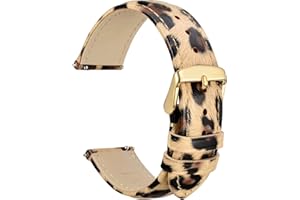 WOCCI Fleurs Bracelet Montre, Cuir Véritable, Libération Rapide, Boucle en Acier Inoxydable, Largeur de Bande 18mm 20mm 22mm