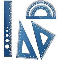 Kit Règles D'Échelle En Métal Pour Architectes Et Dessin Technique - Rapporteur, Équerres 30°/60° Et 45°/90°, Règle 15cm - 3