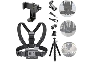 YHTSPORT Harnais de Support de Poitrine, Sangle de Fixation Poitrine pour Téléphone Portable, Harnais de Sangle Fixation Poitrine Compatible avec Gopro/Téléphone et Autres Caméra d'action
