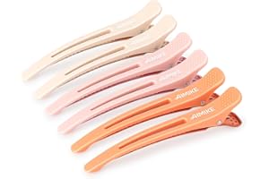 AIMIKE 6pcs Pinzas Pelo de Seccionamiento, Pinzas Pelo Peluqueriade Profesional, Pinzas de Pelo de Duckbill Con Banda de Silicona, Pinzas Para el Pelode Estilismo de Salón, Pinzas Pelo Mujer, Macaron