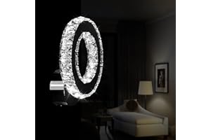 DAXGD Lampada da Parete in Cristallo, 16W Applique Interno, LED da Interni per Comodino Soggiorno Camera da letto, 6500K Luce Bianca Fredda
